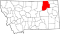 Map of Montana highlighting Valley County
