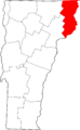 Map of Vermont highlighting Essex County