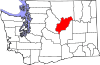 Mapa de Washington con la ubicación del condado de Douglas