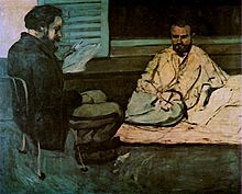 Paul Alexis lisant à Émile Zola, par Paul Cézanne.jpg