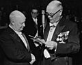 Paul Hindemith receives the Sibelius award from Antti Wihuri in Helsinki, 1955
