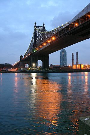 Archivo:Queensboro Bridge From Roosevelt Island Night