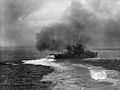 USS Nashville (CL-43) bombarding Kiska Island on 8 August 1942