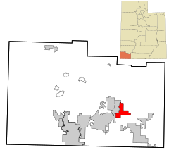 Washington County Utah incorporated and unincorporated areas Virgin highlighted.svg