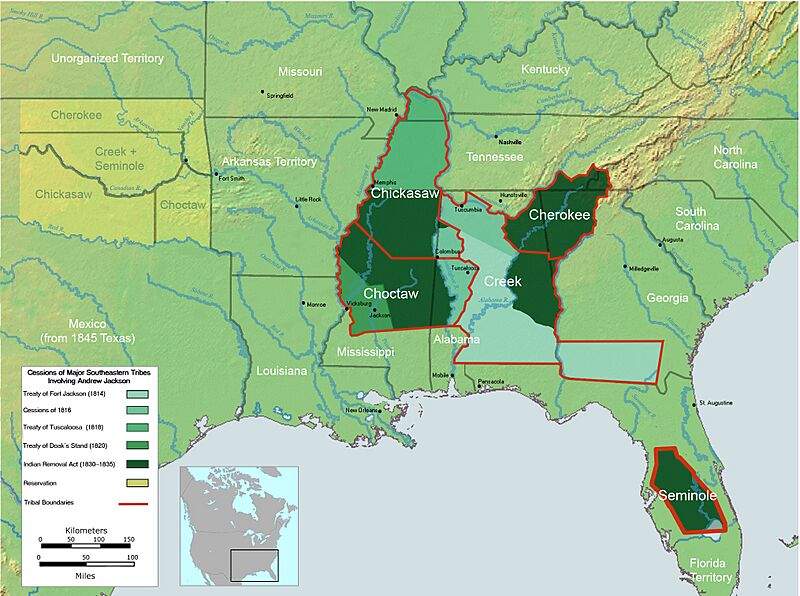 Cessions Southeastern Tribes- Andrew Jackson