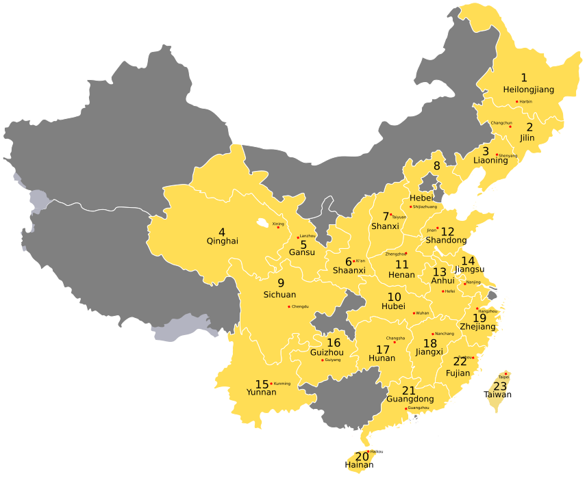 China provinces numbered.svg