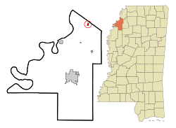 Coahoma County Mississippi Incorporated and Unincorporated areas Lula Highlighted.svg