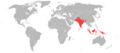 Countries using the Rupee