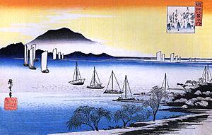 Archivo:Hiroshige Boats on a lake