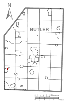 Map of Harmony, Butler County, Pennsylvania Highlighted.png