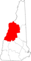 Map of New Hampshire highlighting Grafton County