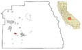 Tulare County California Incorporated and Unincorporated areas Woodville Highlighted