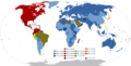 World Map of Mains Voltages and Frequencies, Detailed