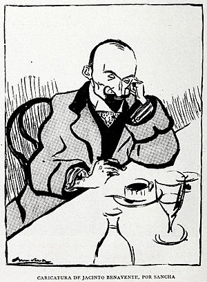 Archivo:1904-03-19, Blanco y Negro, Caricatura de Jacinto Benavente, Sancha