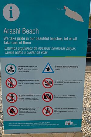 Archivo:20190428 Arashi beach Aruba - beach rules