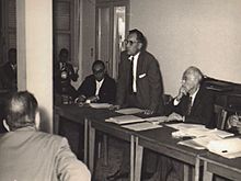 Ancel Keys - Paul Dudley White - Flaminio Fidanza - press conference in Gioia Tauro -1960.JPG