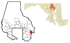 Baltimore County Maryland Incorporated and Unincorporated areas Bowleys Quarters Highlighted.svg