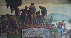 Archivo:Captain Alezue Holyoke's Exploring Party on the Connecticut River Mural Overview