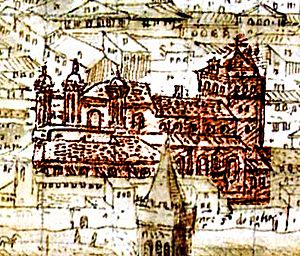 Archivo:Detalle del templo mudéjar del Pilar (Anthonius van den Wingaerde,1563, detalle)