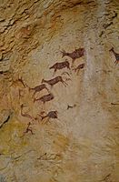 Escena de caça de la cova dels Cavalls, reproducció del museu de la Valltorta