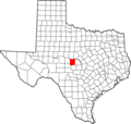 Map of Texas highlighting McCulloch County
