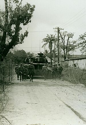 Archivo:Marines Use an M-48 Tank as Cover, 4 February 1968 (16428161075)