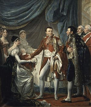 Archivo:Rouget - Napoléon Ier présente le roi de Rome aux dignitaires de l'Empire (20 mars 1811)