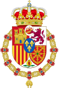 Royal Coat of Arms used by the supporters of the Claimants to the Spanish Throne (adopted c.1942) Golden Fleece Variant.svg