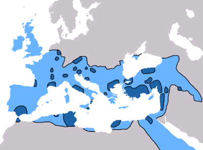 Archivo:Spread of Christianity to AD 600 - Atlas of World History
