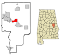 Tallapoosa County Alabama Incorporated and Unincorporated areas Jacksons' Gap Highlighted