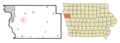 Woodbury County Iowa Incorporated and Unincorporated areas Bronson Highlighted.svg