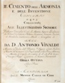 Antonio Vivaldi, Cimento dell' Armonia e dell' Inventione, Op. 8, ribro primo