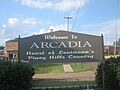Arcadia, LA welcoming sign IMG 0800