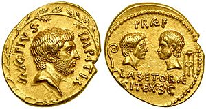 Archivo:Aureus Sextus Pompeius 42BC Goldberg