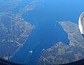 Canal de Chacao, desde un avión. Región de Los Lagos. Chile
