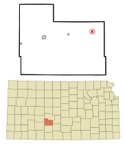 Edwards County Kansas Incorporated and Unincorporated areas Belpre Highlighted.svg