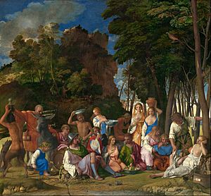 Archivo:Giovanni Bellini and Titian - The Feast of the Gods - Google Art Project