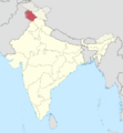 Jammu and Kashmir in India (de-facto +claimed hatched) (claimed and disputed hatched)