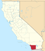 Mapa de California con la ubicación del condado de San Diego
