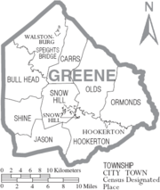 Archivo:Map of Greene County North Carolina With Municipal and Township Labels