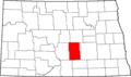 Map of North Dakota highlighting Kidder County