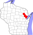Map of Wisconsin highlighting Oconto County