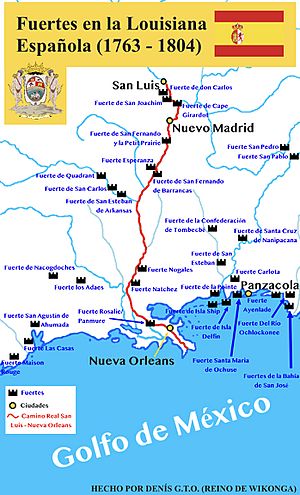 Archivo:Mapa de los Fuertes en la Louisiana Española (1763-1804)