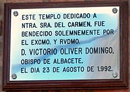 Placa inauguración Iglesia Carmen Molinicos