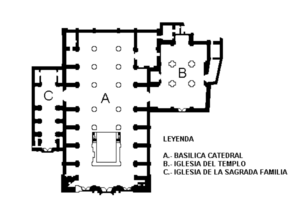 Planta de la Catedral y de las iglesias del Triunfo y de la Sagrada Familia