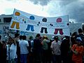 Protestors with sign Venezuela 2014