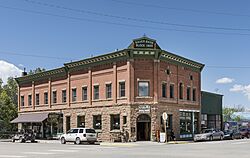 The 1905 Bauer Bank Block commercial building, constructed in Mancos, Colorado, by George Bauer, the town's most prominent banker and businessman LCCN2015632618.jpg