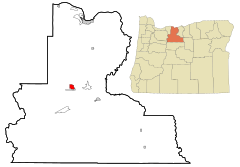 Wasco County Oregon Incorporated and Unincorporated areas Pine Hollow Highlighted.svg