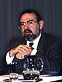 (Juan Manuel Eguiagaray) Rosa Conde en la rueda de prensa posterior al Consejo de Ministros con el ministro de Administraciones Públicas. Pool Moncloa. 31 de enero de 1991 (cropped)