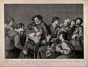 Archivo:A confident tooth-drawer extracts a tooth from a seated pati Wellcome V0012123